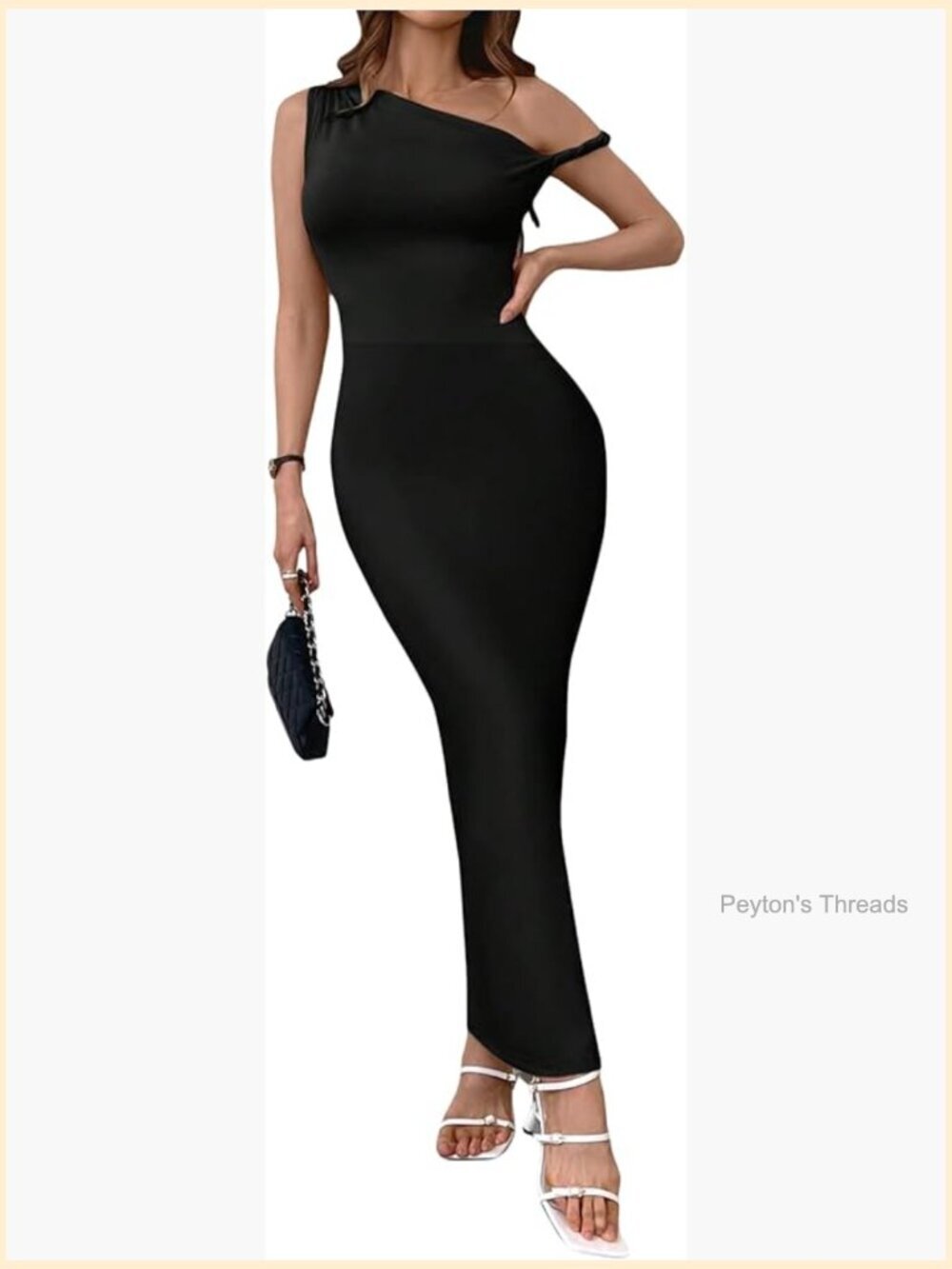 One Shoulder Sleeveless Bodycon Maxi Dress Asymmetrical Neck Party